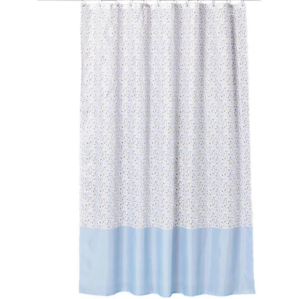 Clearance Gifi Rideau de douche motif terrazzo effet granit blanc et bleu 180xH200cm