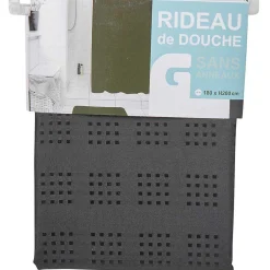 Outlet Gifi Rideau de douche noir motifs carrés sans anneaux