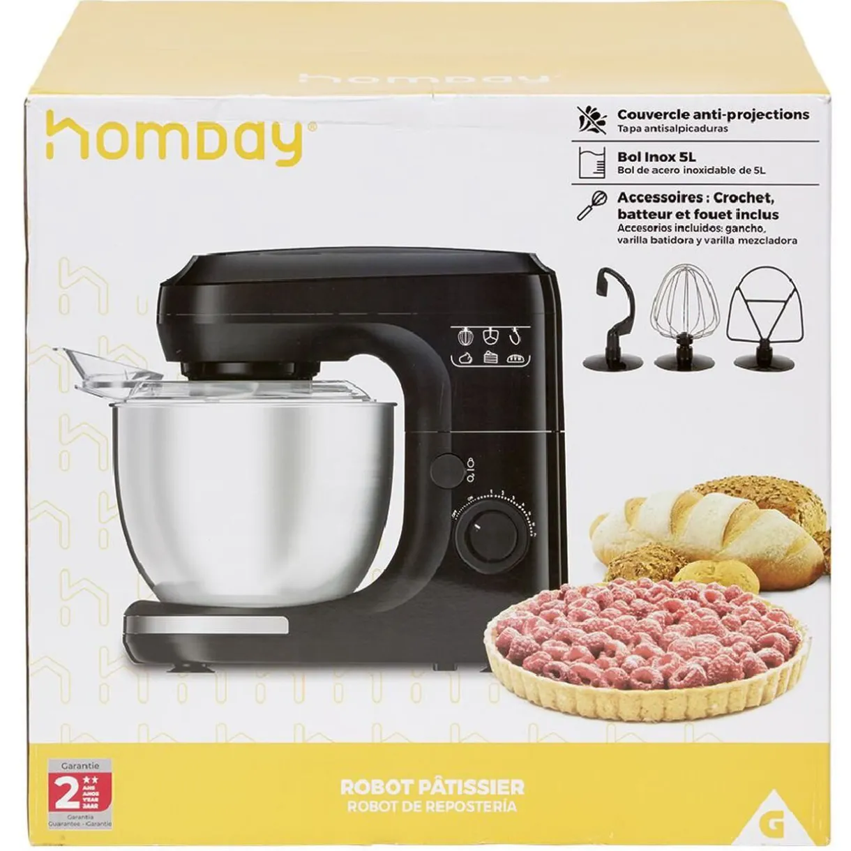 Robot pâtissier Homday bras pivotant 4,5 L^Gifi New