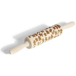 Rouleau à pâtisserie en bois gravé décor Noël Ø5x35cm^Gifi Best