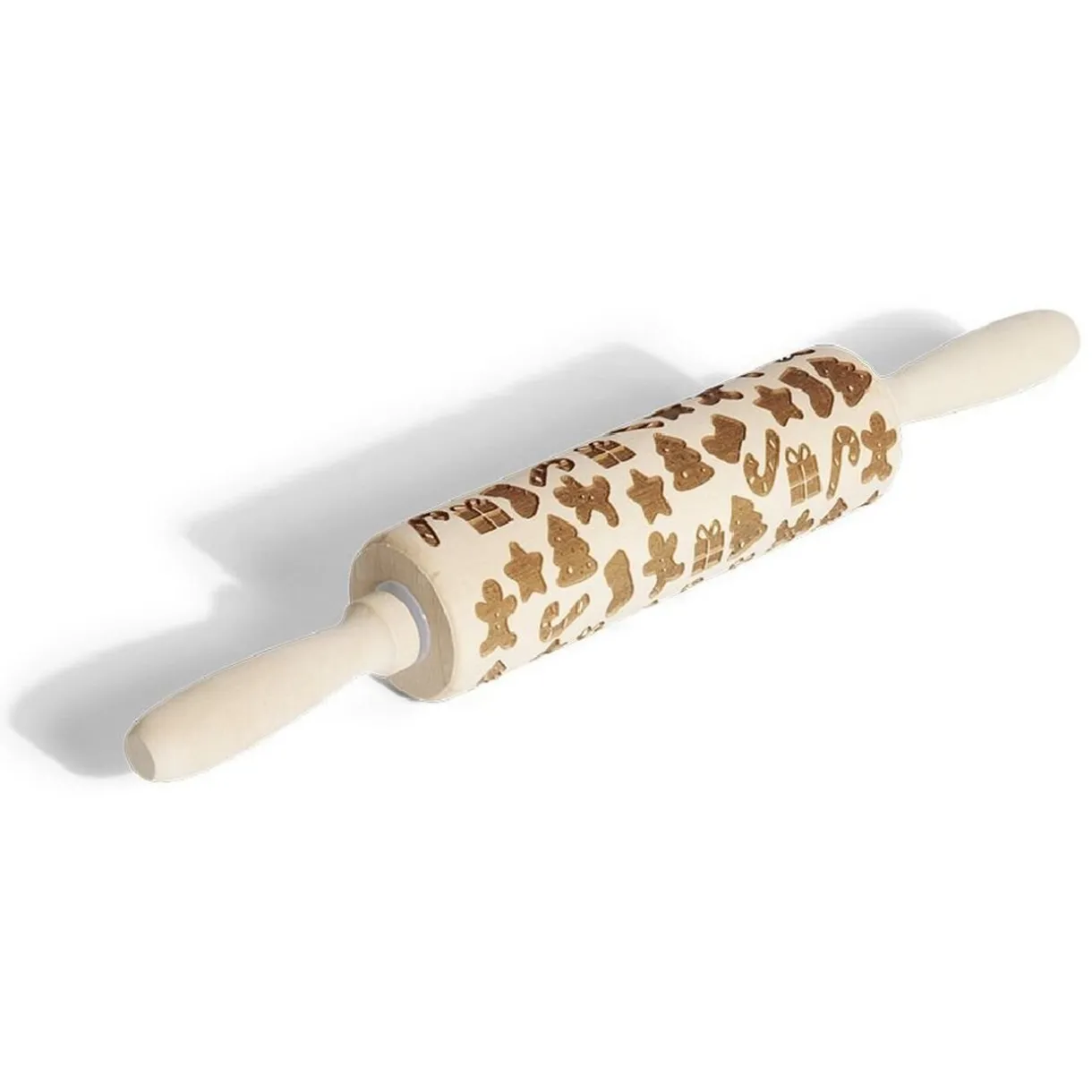 Rouleau à pâtisserie en bois gravé décor Noël Ø5x35cm^Gifi Best