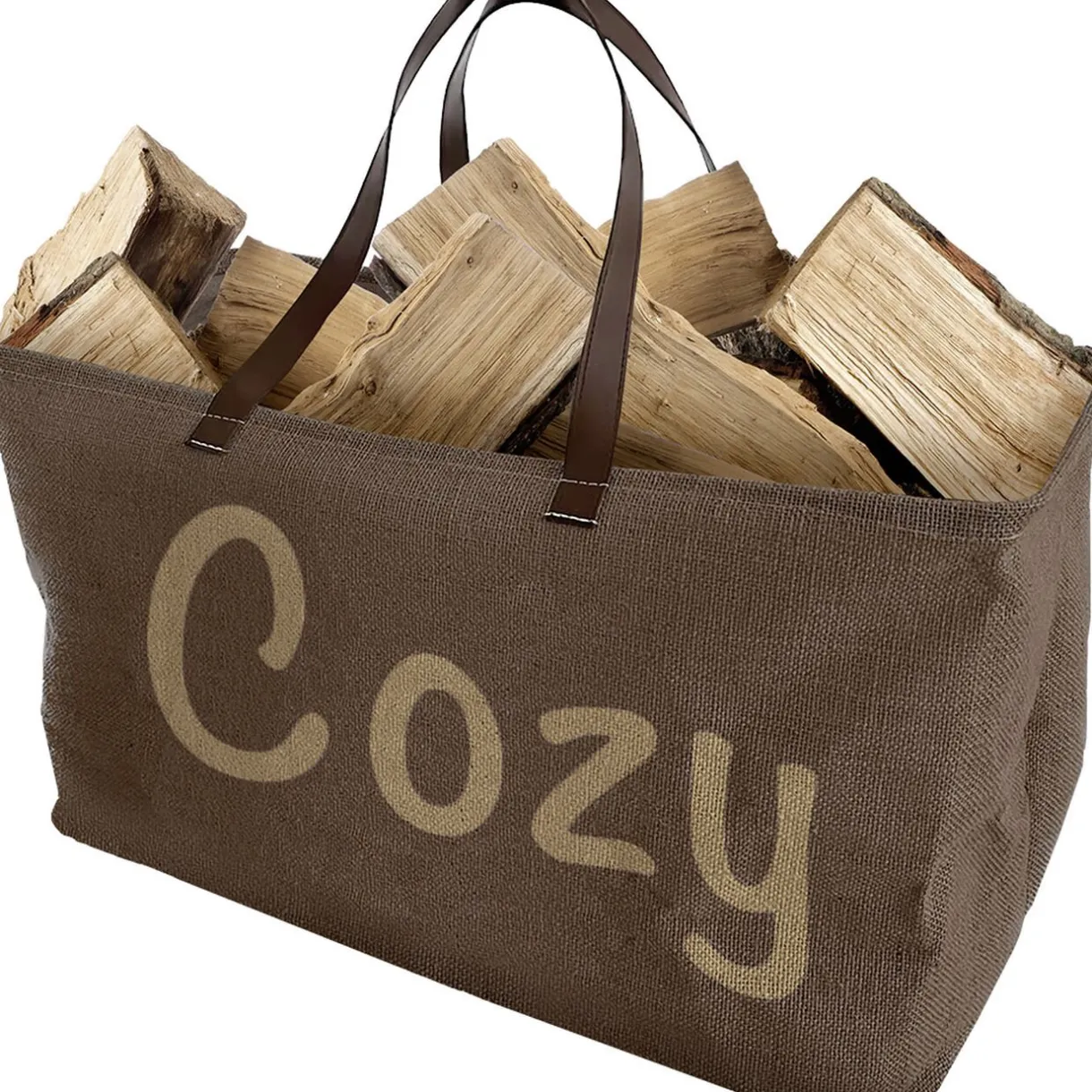 Clearance Gifi Sac porte-bûches inscription Cozy 64x30xH40cm