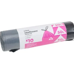 Nettoyage Et Entretien|Gifi Sac poubelle 50L noir avec lien coulissant x10