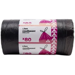 Nettoyage Et Entretien|Gifi Sac poubelle noir lien coulissant 50 L x80