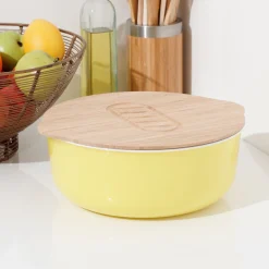 Saladier + couvercle 2 en 1 en bambou^Gifi Hot