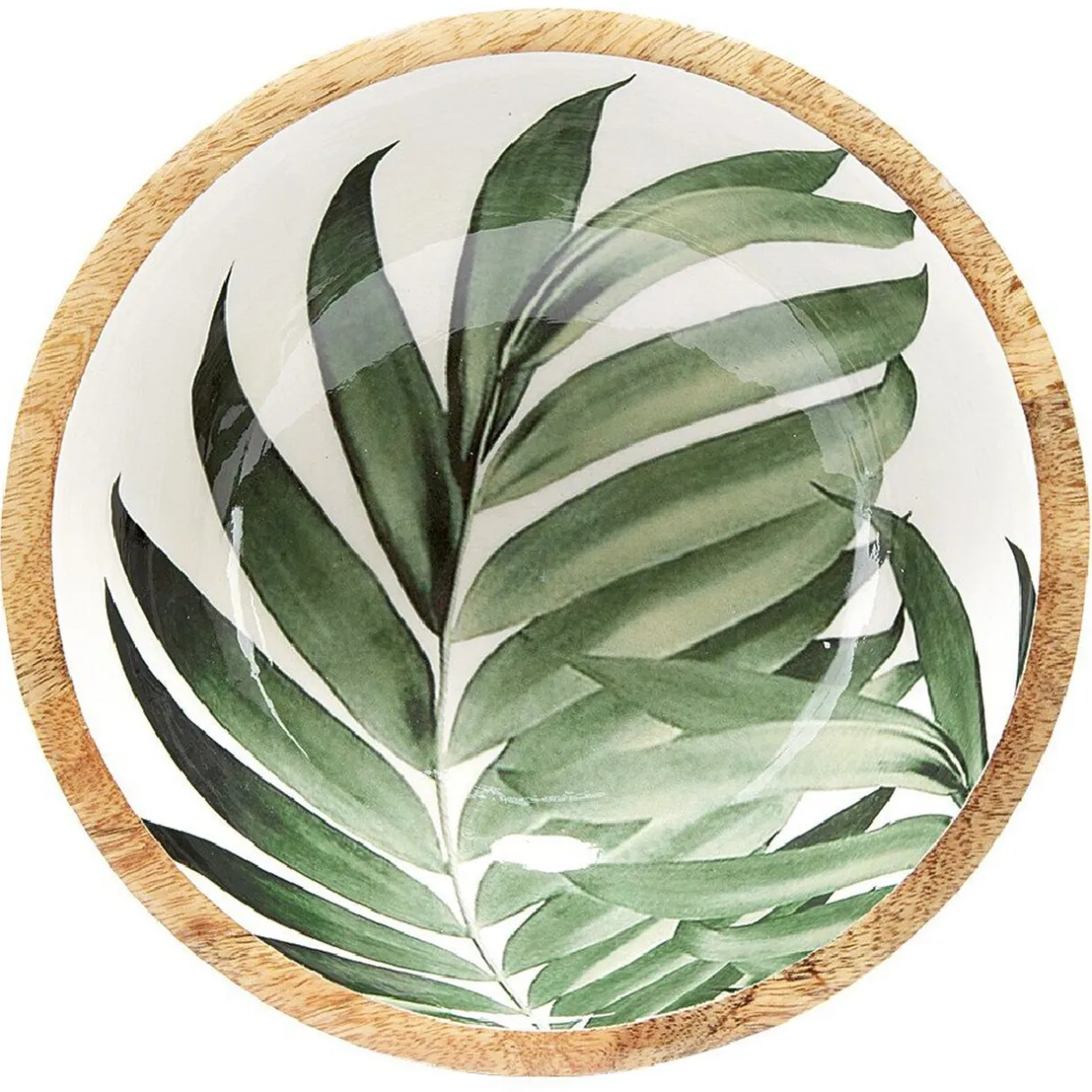 Saladier en bois interieur émail décor feuille^Gifi Best