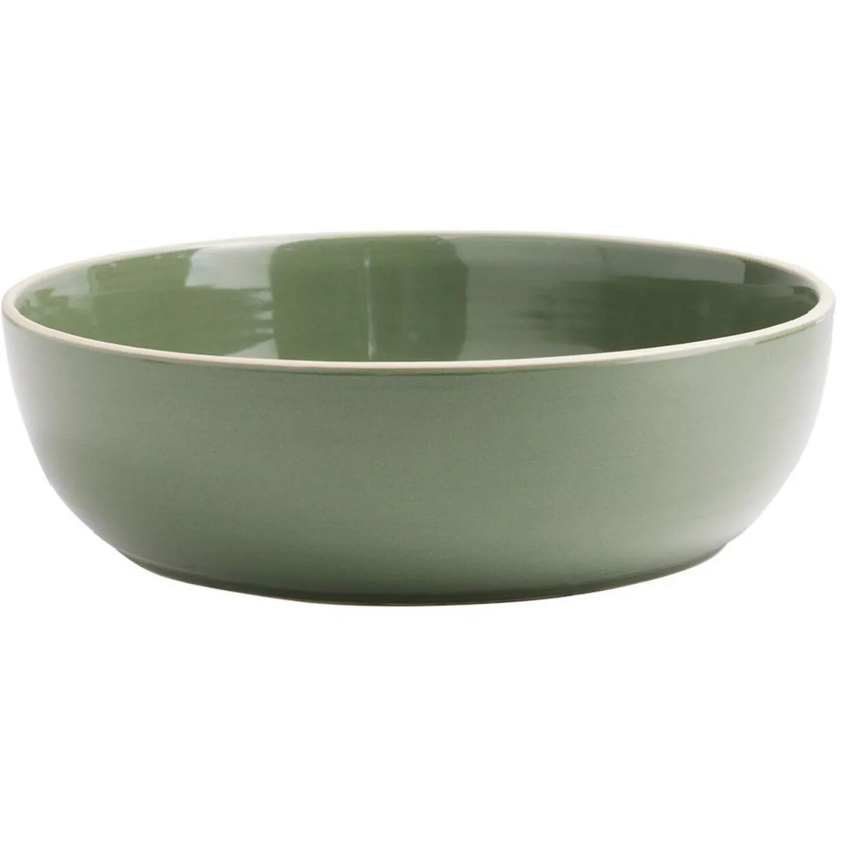 Saladier en faïence vert avec liseré crème^Gifi Best