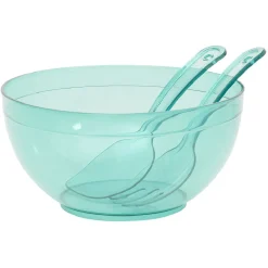 Saladier en plastique coloré avec couverts de service^Gifi New