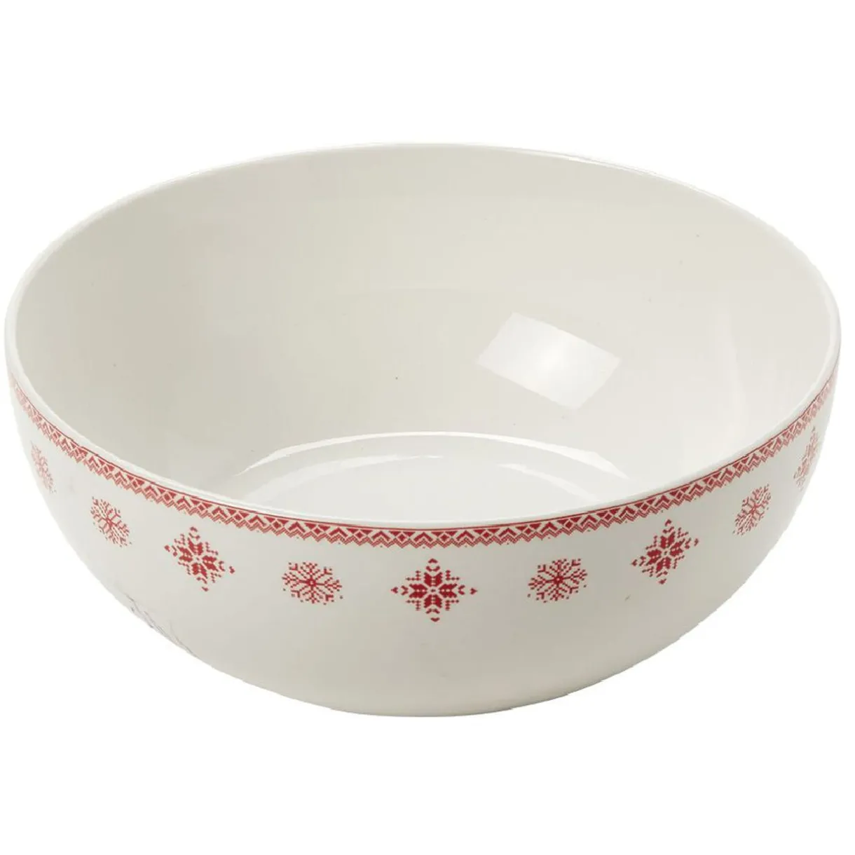 Saladier en porcelaine blanche motif Noël flocons rouges^Gifi Discount