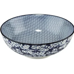 Saladier en porcelaine décor blanc et bleu^Gifi Hot