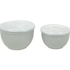 Saladier faïence x 2 avec couvercle plastique^Gifi Hot
