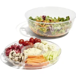 Saladier fraîcheur multicompartiments transparent et vert^Gifi Discount