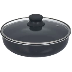 Sauteuse aluminium noir avec couvercle verre et poignée amovible Ø24cm^Gifi Best