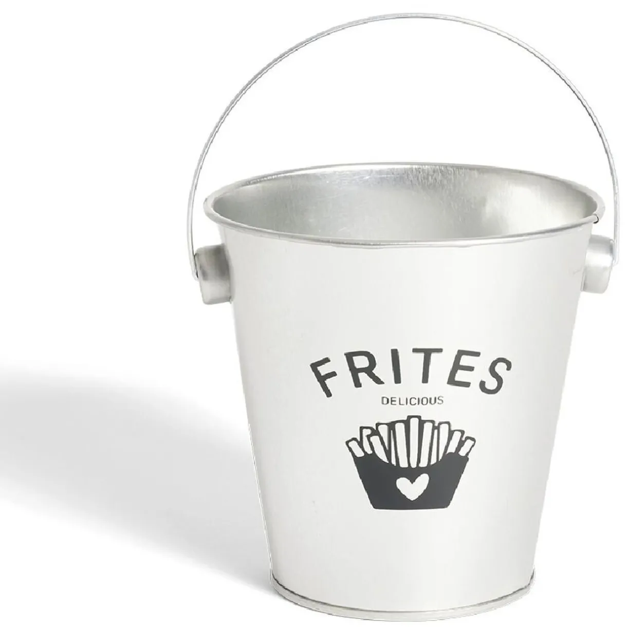 Seau à frites avec anse étain et inox gris Ø10,5xH7,5cm^Gifi Online