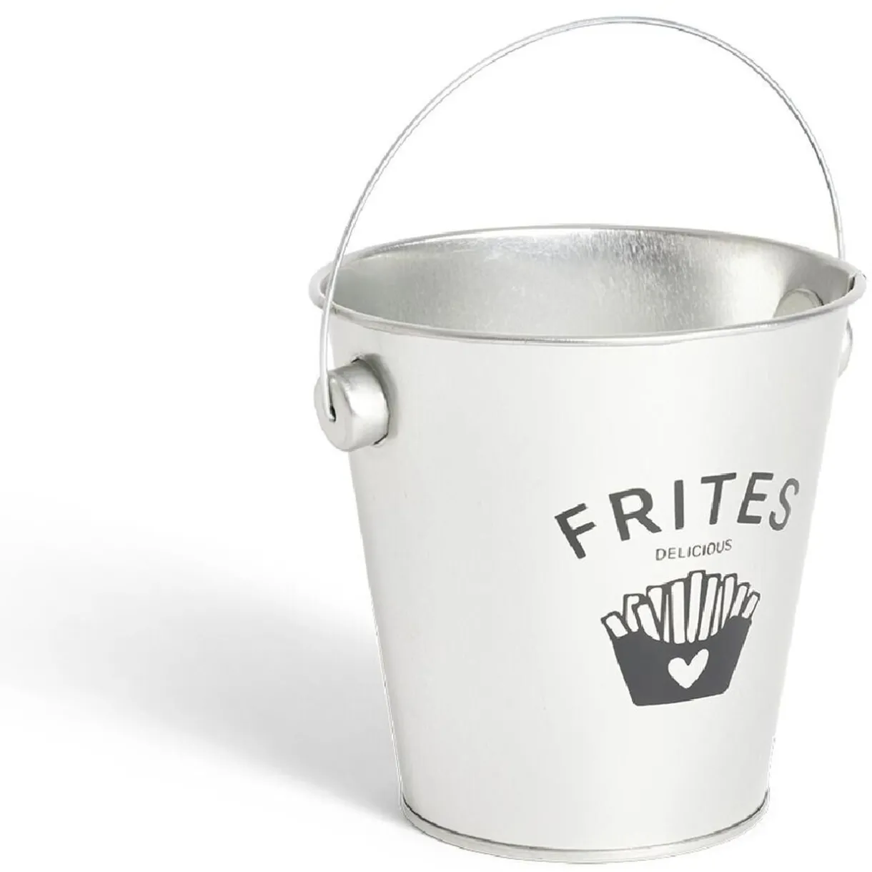 Seau à frites avec anse étain et inox gris Ø10,5xH7,5cm^Gifi Online