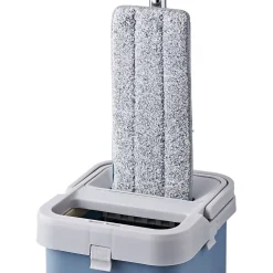 Nettoyage Et Entretien|Gifi Seau essoreur avec balai plat pliable gris et bleu 8 L