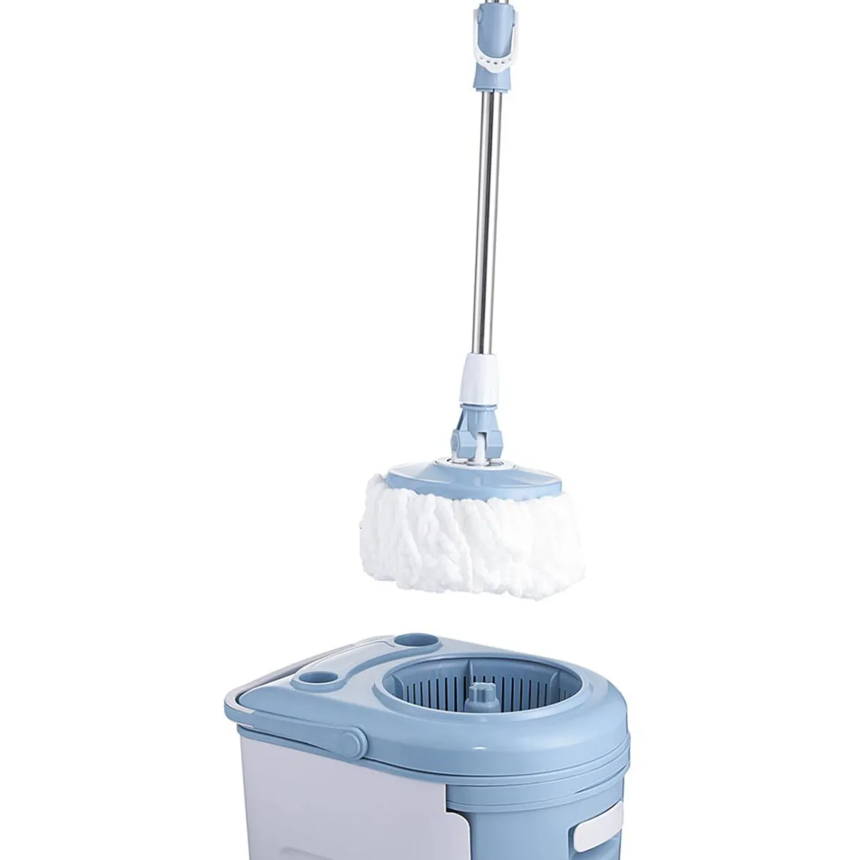 Nettoyage Et Entretien|Gifi Seau essoreur rétractable avec balai bleu gris et blanc