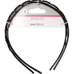 Sale Gifi Serre tête en plastique noir brillant x2