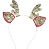 Hot Gifi Serre tête Noël design renne rouge et doré pailleté