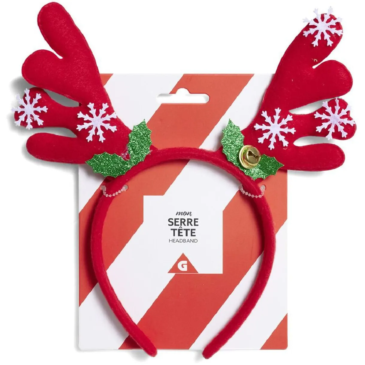 Sale Gifi Serre tête renne à grelots rouge et blanc