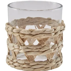 Service à boisson verre osier tressé naturel^Gifi