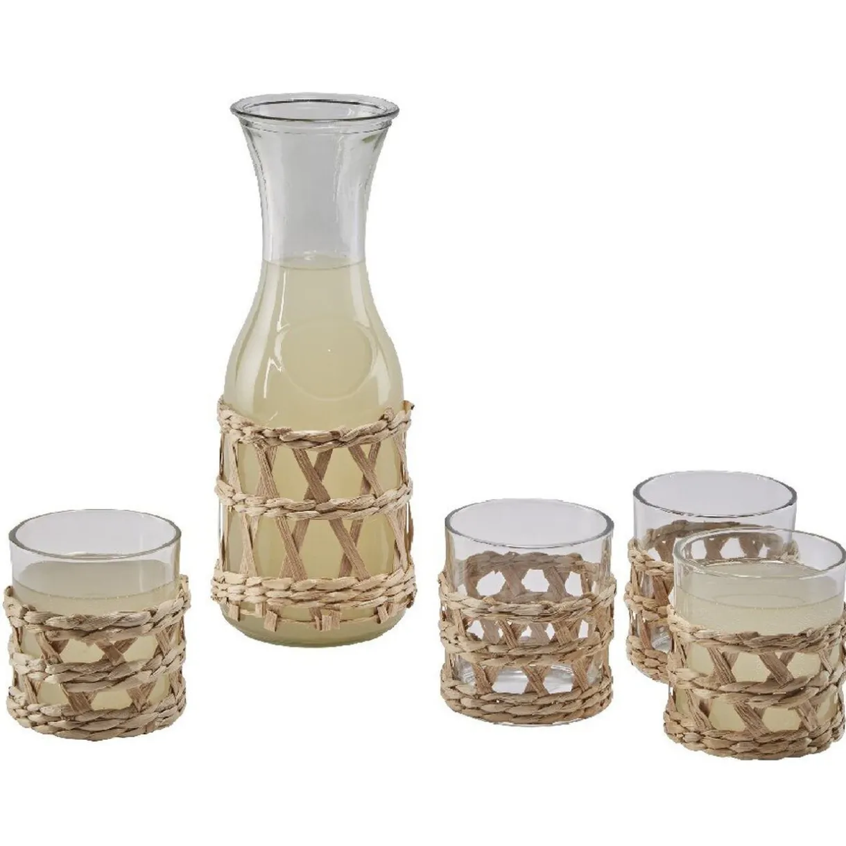 Service à boisson verre osier tressé naturel^Gifi
