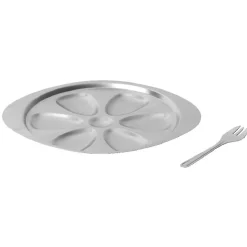 Service à huîtres argenté inox 6 plats 6 fourchettes^Gifi Clearance