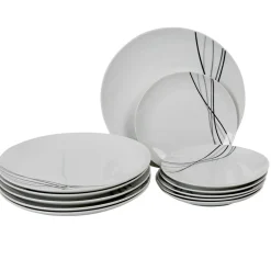 Service à vaisselle 12 pièces porcelaine blanche^Gifi Outlet