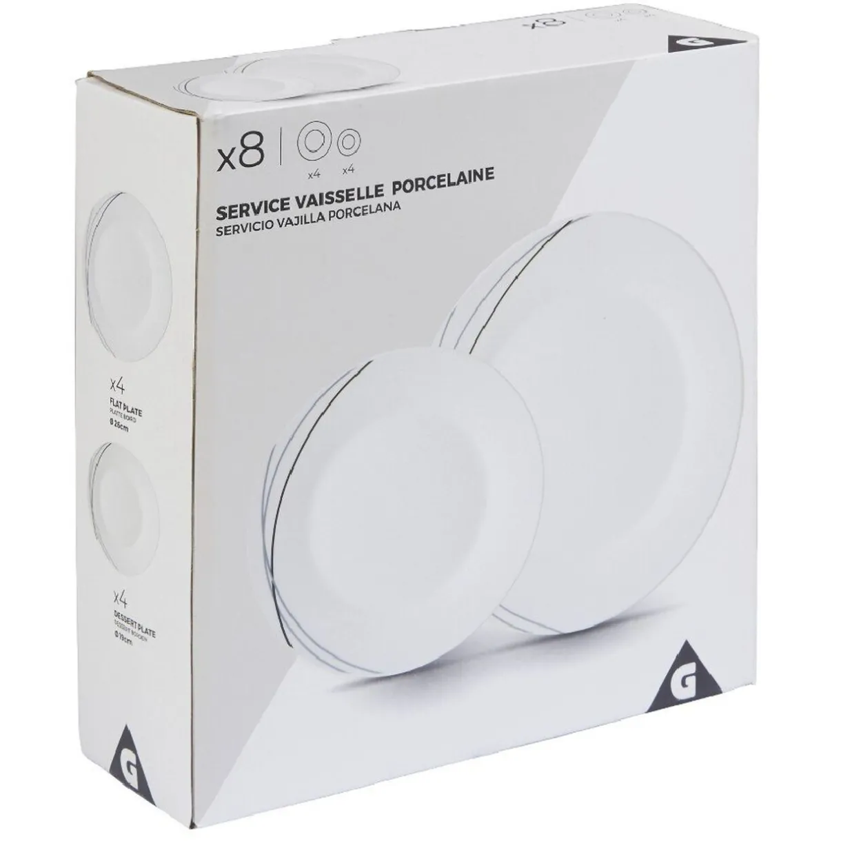 Service à vaisselle blanc lignes courbées noires et grises 8 pièces^Gifi Outlet
