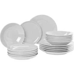 Service à vaisselle blanc en faïence 18 pièces^Gifi Discount