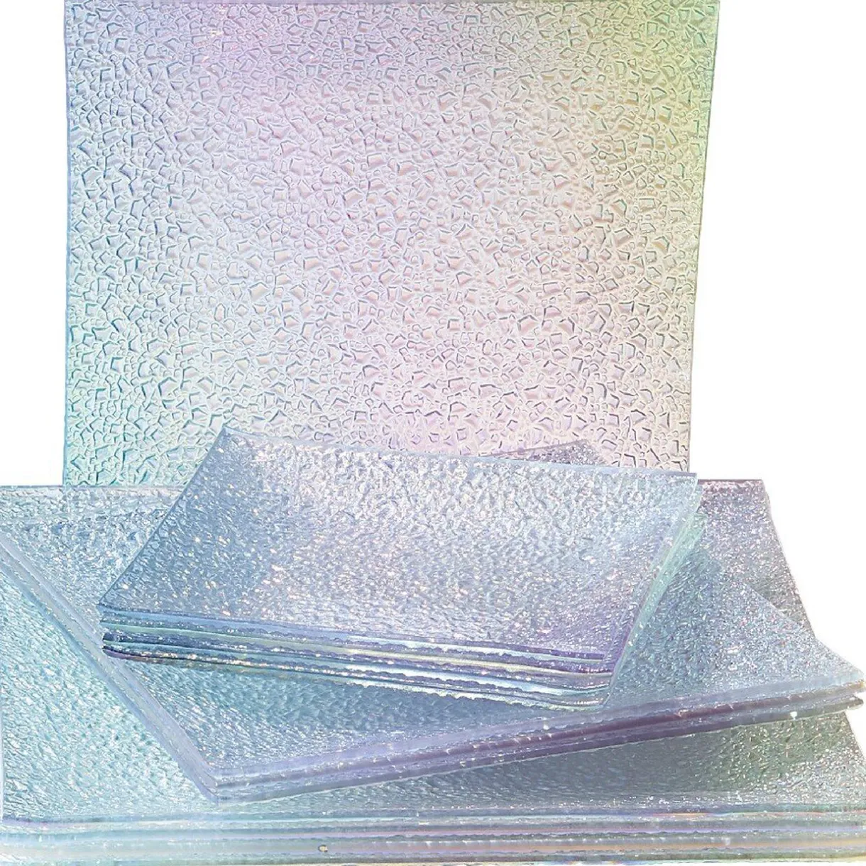 Service à vaisselle effet martelé bleu vert 12 pièces^Gifi Online