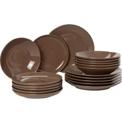 Service à vaisselle marron en faïence 18 pièces^Gifi Hot
