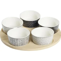 Service apéritif 5 coupelles avec plateau en bambou^Gifi Online