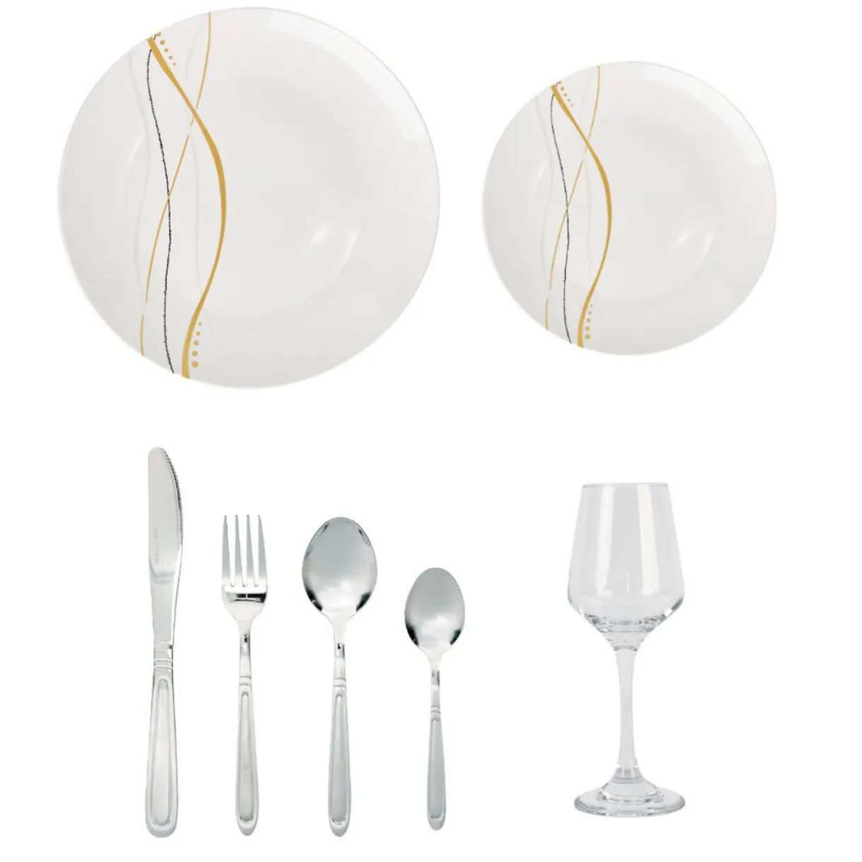 Service de table motif doré argenté pour 6 personnes^Gifi Sale