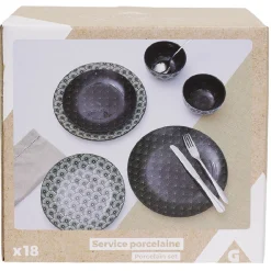 Service en porcelaine motif noir et blanc 18 pièces^Gifi Best