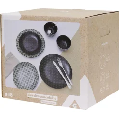 Service en porcelaine motif noir et blanc 18 pièces^Gifi Best