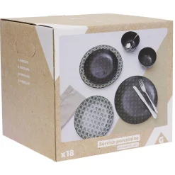 Service en porcelaine motif noir et blanc 18 pièces^Gifi Best