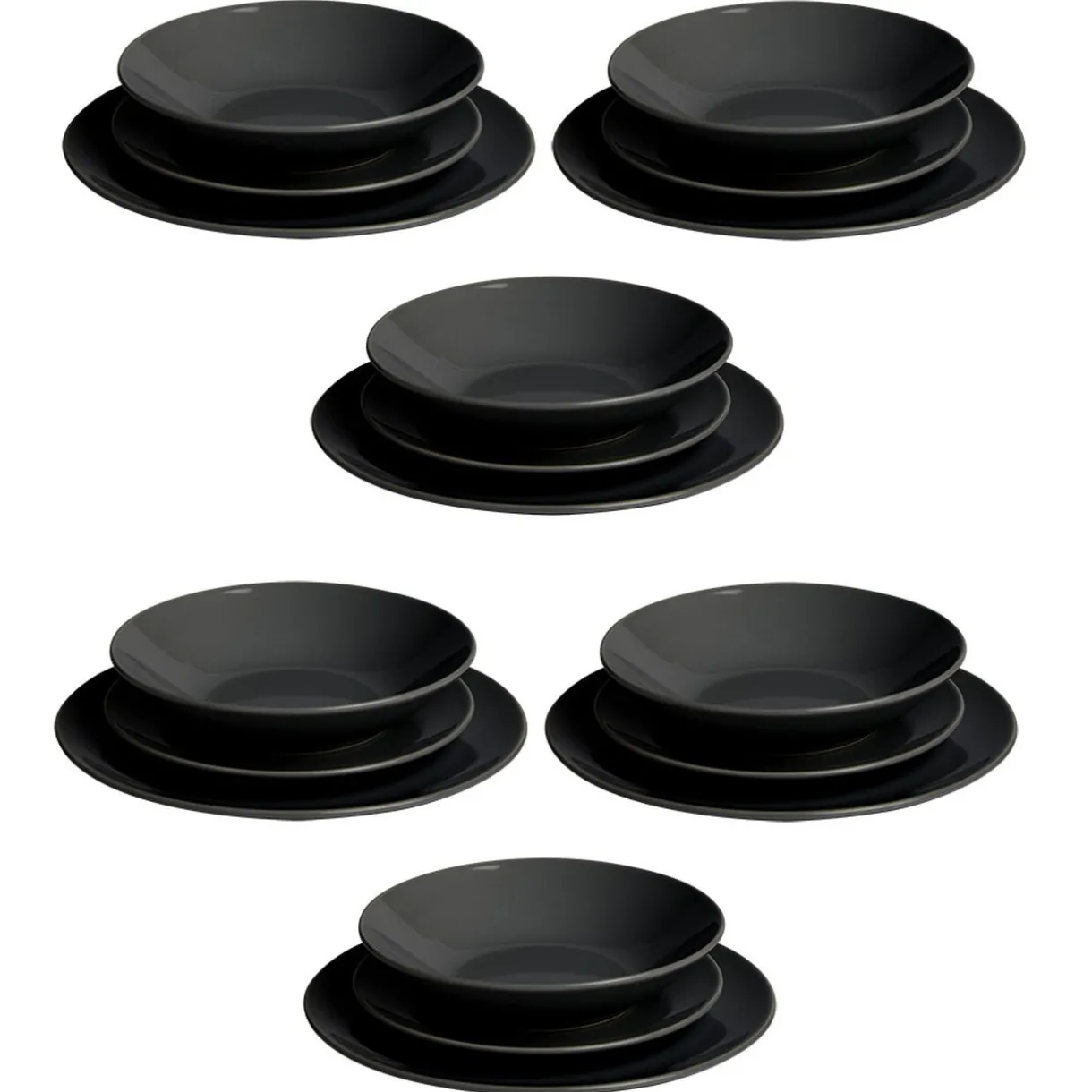 Service vaisselle 18 pièces céramique noir^Gifi Hot