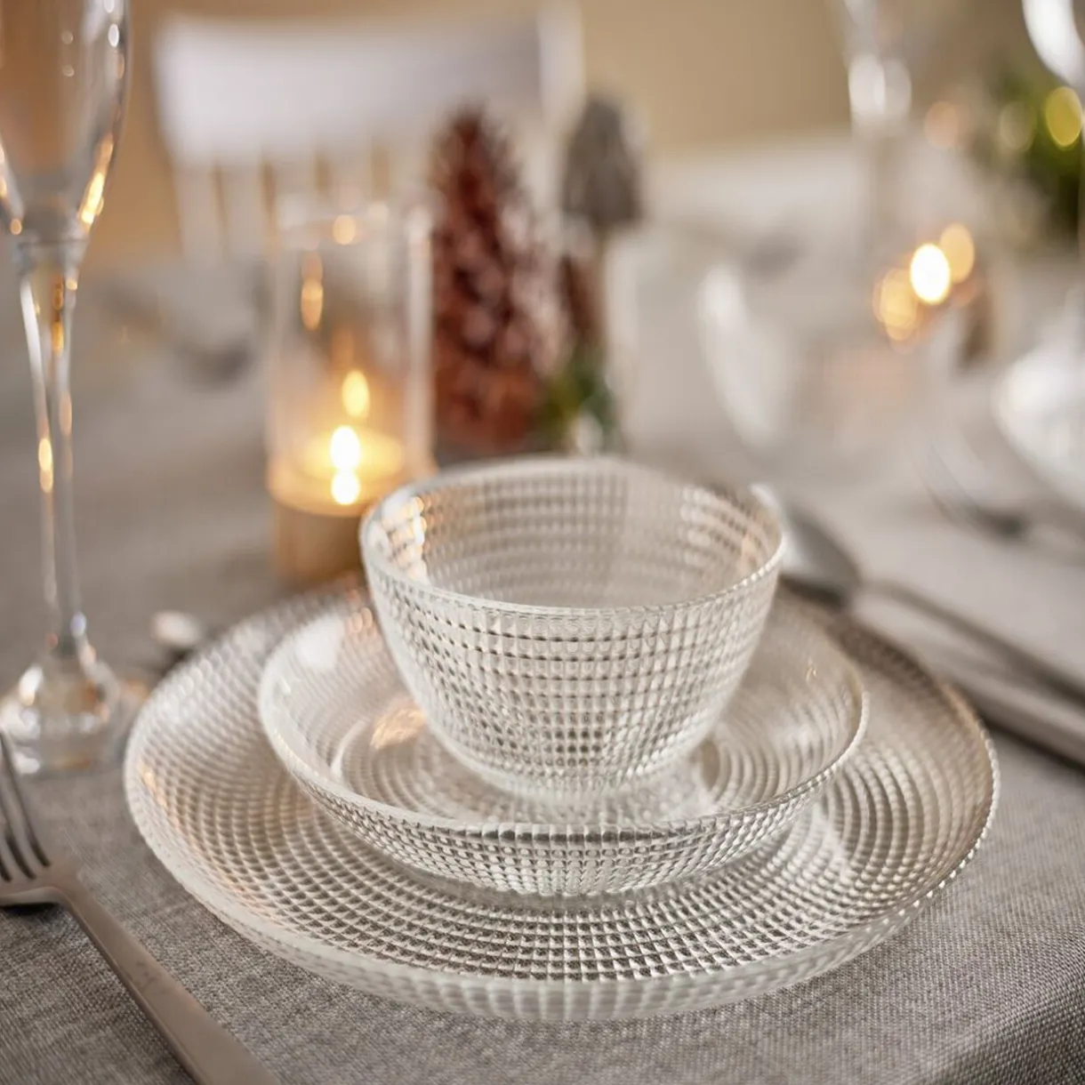 Service vaisselle en verre transparent^Gifi Clearance