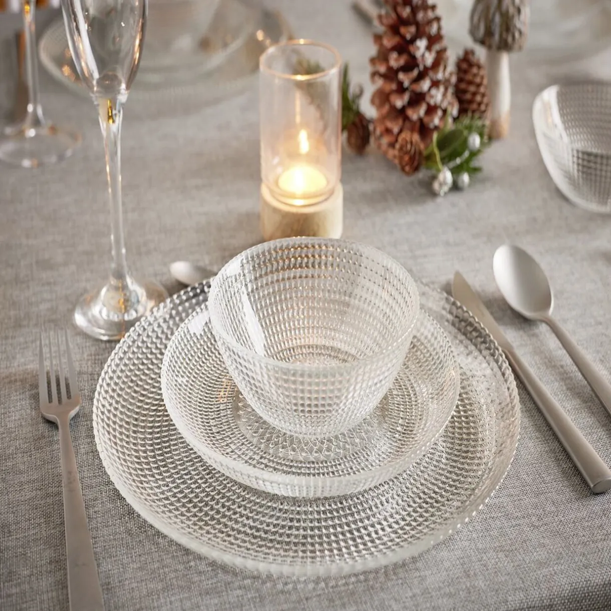 Service vaisselle en verre transparent^Gifi Clearance