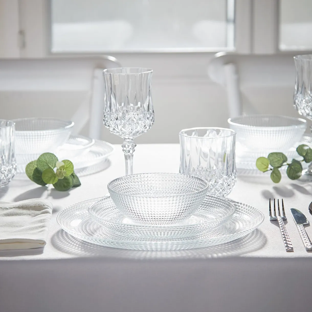 Service vaisselle en verre transparent^Gifi Clearance