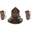 Service vaisselle marron 16 pièces^Gifi Best