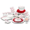 Service vaisselle porcelaine rouge et blanc à pois^Gifi Clearance