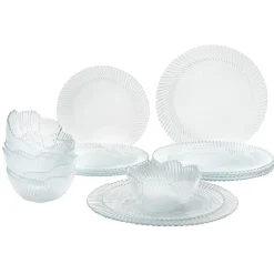 Service vaisselle transparent strié 18 pièces Marmara^Gifi New