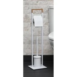 Gifi Serviteur papier WC avec brosse blanc marron