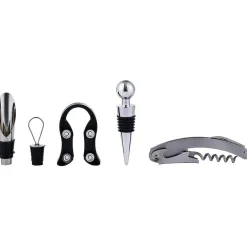 Set 4 accessoires à vin dans tonneau en bois^Gifi Discount