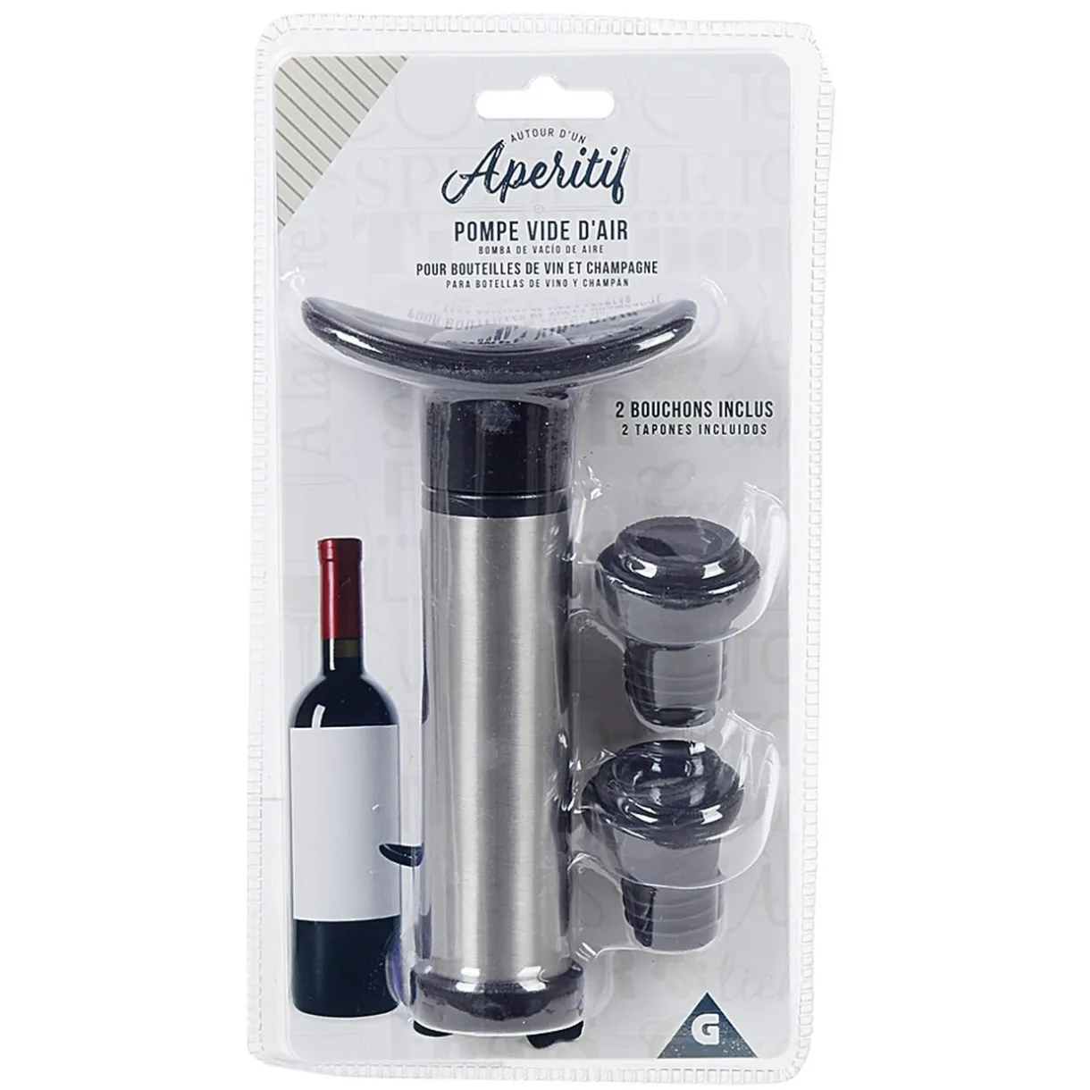 Set 1 pompe à vide + 2 bouchons à vin^Gifi Clearance