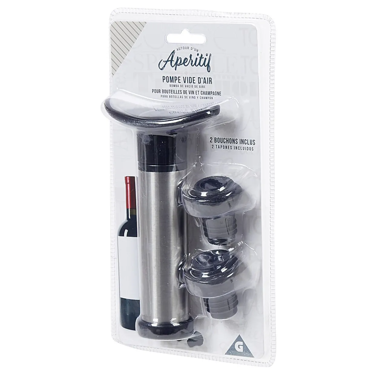 Set 1 pompe à vide + 2 bouchons à vin^Gifi Clearance