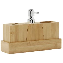 Online Gifi Set accessoires de salle de bain en bambou