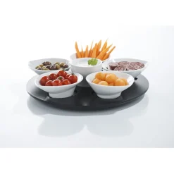 Set apéritif plateau tournant 6 coupelles noir et blanc^Gifi New